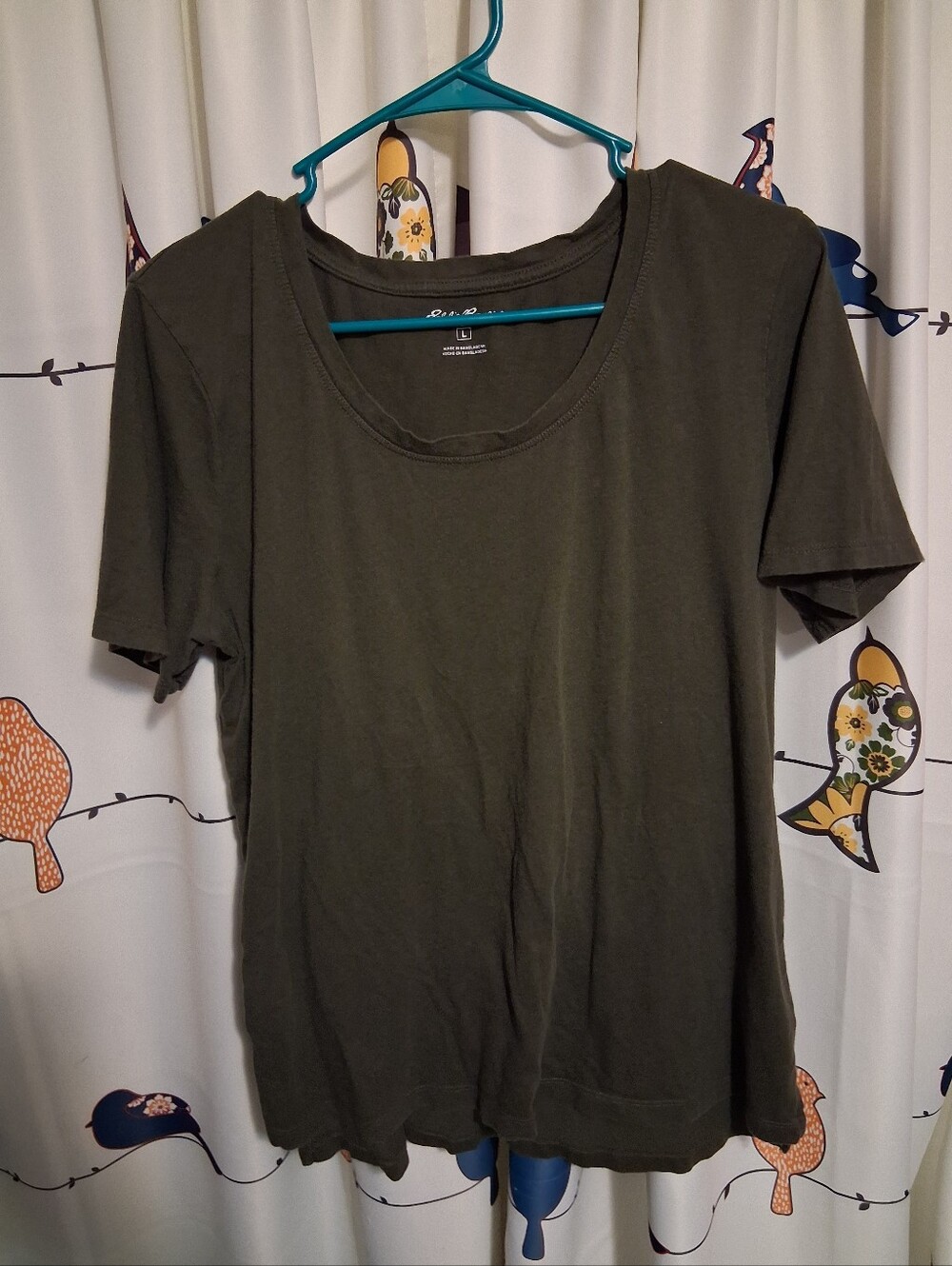 Eddie Bauer Womens Olive Green Classic Scoop Neck T-Shirt Size L
